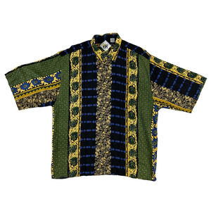 Next Original Men Green/Yellow Short Sleeve Button Up Men Size XL‎